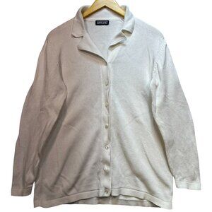 Lands' End Direct Merchants Womens Button Up Cardigan Sweater XL? White